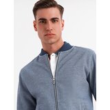 Ombre Men's pique knit bomber sweatshirt - navy blue | shoptok.hr