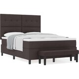  Krevet s box spring sustavom s madracem i klupom tamnosmeđa 160x200 cm tkanina | shoptok.hr