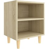 Maison Chic Nočna omarica - Nočna miza z lesenimi nogami sonoma hrast 40x30x50 cm, (21687707) Cene