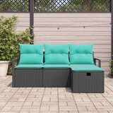  Set sofe s jastukom s pohranom 4 pcs Crna i Tirkizna poliratan | shoptok.hr
