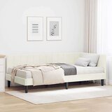 vidaXL Kutni okvir kreveta s madracem Krema 90 x 190 cm Baršun | shoptok.hr
