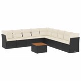  The Living Store Vrtna sedežna garnitura 10-delna z blazinami črn poli ratan - Vrtna Sedežna Garniture, (21459786) | Shoptok.si