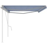 vidaXL Tenda na ručno uvlačenje sa stupovima 5 x 3 m plavo-bijela | shoptok.hr