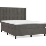  Box spring postelja z vzmetnico temno siva 140x200 cm žamet, (20899430) | Shoptok.si