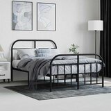  Metalni okvir kreveta uzglavlje i podnožje crni 120x190 cm | shoptok.hr
