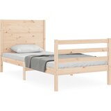  The Living Store Posteljni okvir z vzglavjem trden les - Posteljni Okvir, (21450146) | Shoptok.si