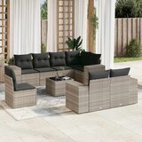  9-dijelni set vrtnih sofa od poliratana s jastucima svjetlosivi | shoptok.hr