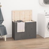 vidaXL Zaboj za perilo siv 88,5x44x66 cm trdna borovina | Shoptok.si