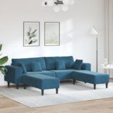  Baršunasta sofa s jastukom s jastukom 3 pcs Plava 208 cm Baršun Cijene