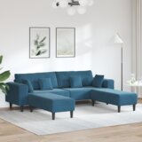  Žametni kavč z blazino 3 pcs Modra 208 cm Žamet Cene
