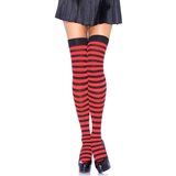 Leg Avenue Striped Nylon Thigh Highs 6005 Black & Red Cene