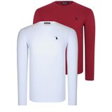 Dewberry DOUBLE SET T8588 ROUND NECK MEN'S SWEATSHIRT-WHITE-BURGUNDY | Shoptok.si