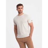 Ombre Men's full-print t-shirt with colorful letters - light beige cene
