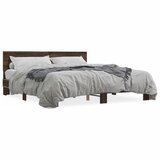 Okvir za krevet smeđi hrast 200x200cm konstruirano drvo i metal | shoptok.hr