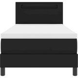 vidaXL Postelja s vzmetnico Črna enojna umetno usnje | Shoptok.si