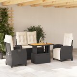 vidaXL 4-dijelni vrtni blagovaonski set od poliratana s jastucima crni | shoptok.hr