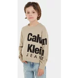 Calvin Klein Jeans Pulover Blown Up Logo IB0IB01874 Bež Regular Fit
