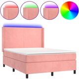  Box spring s madracem LED ružičasti 140x200cm baršunasti | shoptok.hr
