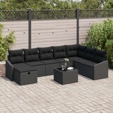  9-dijelni vrtni sofaset s jastučićima crni poli ratan | shoptok.hr