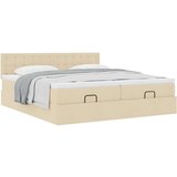 vidaXL Otomanski posteljni okvir z vzmetnicami krem 160x200 cm blago, (21609182) | Shoptok.si