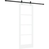 vidaXL Drsna vrata s kompletom strojne opreme bela 78x211 cm trden les bor, Notranja vrata z steklom "ORKDAL" bela 78x211x4 cm | Shoptok.si