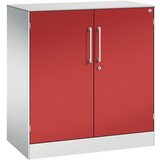 C+P Omara s krilnimi vrati ASISTO, višina 897 mm, širina 800 mm, 1 polica, svetlo sive/ognjeno rdeče barve | Shoptok.si