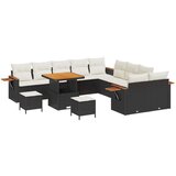  13-delni vrtni set z blazinami črn poli ratan | Shoptok.si