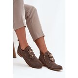 Zazoo Suede Women's Loafers with Decorative Flowers 3080 Dark Beige | Shoptok.si