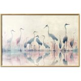  Plakat - Birds by the Lake - herons painted in watercolor in a delicate gray-pink palette 42x29.7 Zlatni okvir | shoptok.hr
