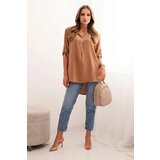 Kesi Włoski Blouse with a longer back dark camel | ePonuda.com