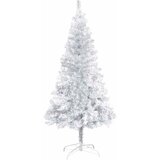  Umjetno osvijetljeno božićno drvce i kuglice srebrno 150 cm PET | shoptok.hr