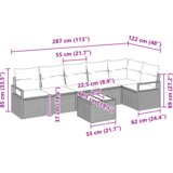 vidaXL 6-delni vrtni kavč set z blazinami črn poly ratan, 2-sedežni vrtni kavč s shrambo in blazinami siva poly ratan | Shoptok.si