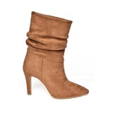 Fox Shoes R404020302 Women's Tan Suede Thin Heeled Pleated Boots | ePonuda.com
