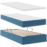  LED krevet za pohranu s madracem Tamno plava 90 x 190 cm Baršun | shoptok.hr