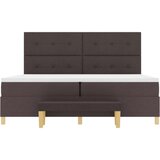  Krevet s boxspringom s madracem i klupom Tamnosmeđi 200x200 cm Tkanina | shoptok.hr