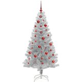 vidaXL Božično drevo med 150 LED z stojalom srebrna 150 cm PET | Shoptok.si