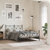 Maison Chic Kovinski Posteljni okvir - Dvoposteljna postelja - Zakonska postelja z vzglavjem in vznožjem črn 120x200 cm, (21695686) | Shoptok.si