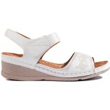 Shelvt White women's Velcro sandals | Shoptok.si