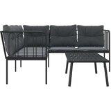  Set vrtnih sofa s jastucima crni od čelika i tekstilena | shoptok.hr