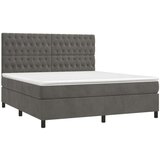  Box spring postelja z vzmetnico LED temno siva 160x200 cm žamet, (20789260) | Shoptok.si