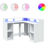 Radni stol s LED svjetlima bijeli 130 x 130 x 91 cm drveni | shoptok.hr