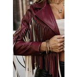 numoco basic 624-2 Short jacket with fringes made of soft eco-leather - burgundy | Shoptok.si