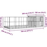 vidaXL Kavez za ptice s produžetkom srebrni 704x303x216 cm čelični | shoptok.hr
