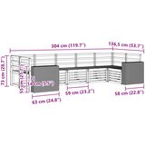  Set vanjskih sofa 7 kom. Prirodna Čvrsto drvo akacije Smeđa 304 x 136,5 x 73 cm | shoptok.hr