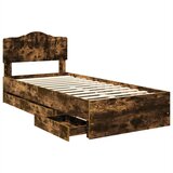  Krevetna konstrukcija s ladicama Dimljeni hrast 100 x 200 cm Smeđa 206 x 102 x 90 cm | Shoptok.si