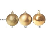  Set Božićnih Ukrasa - Zlatne Kuglice za Božićno Drvce 3 cm, 30 komada | shoptok.hr