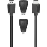 HDMI kabel s 2 adaptera - 1,5 m – Crna