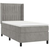  Box spring s madracem LED svjetlosivi 100x200 cm baršun | shoptok.hr
