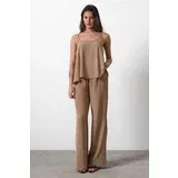 Trendyol Brown Suspender Blouse Trousers Woven Upper-Lower Team