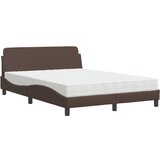 vidaXL Postelja z vzmetnico rjava 140x190 cm umetno usnje, (21215895) Cene